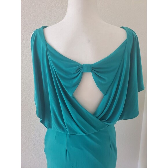 Jessica Simpson Size 4 Woman's Turquoise Blue Green Dress Flutter Sleeves Drape - Picture 5 of 8
